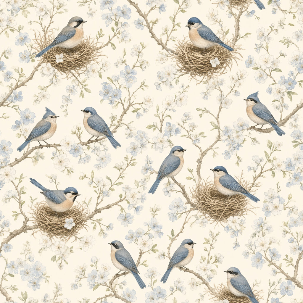 Nesting Birds Peel and Stick Wallpaper – Nature Nursery & Botanical Kids Room