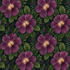 Dark Plum Hibiscus Tropical Peel and Stick Wallpaper