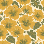 Mustard Vintage Hibiscus Peel and Stick Wallpaper
