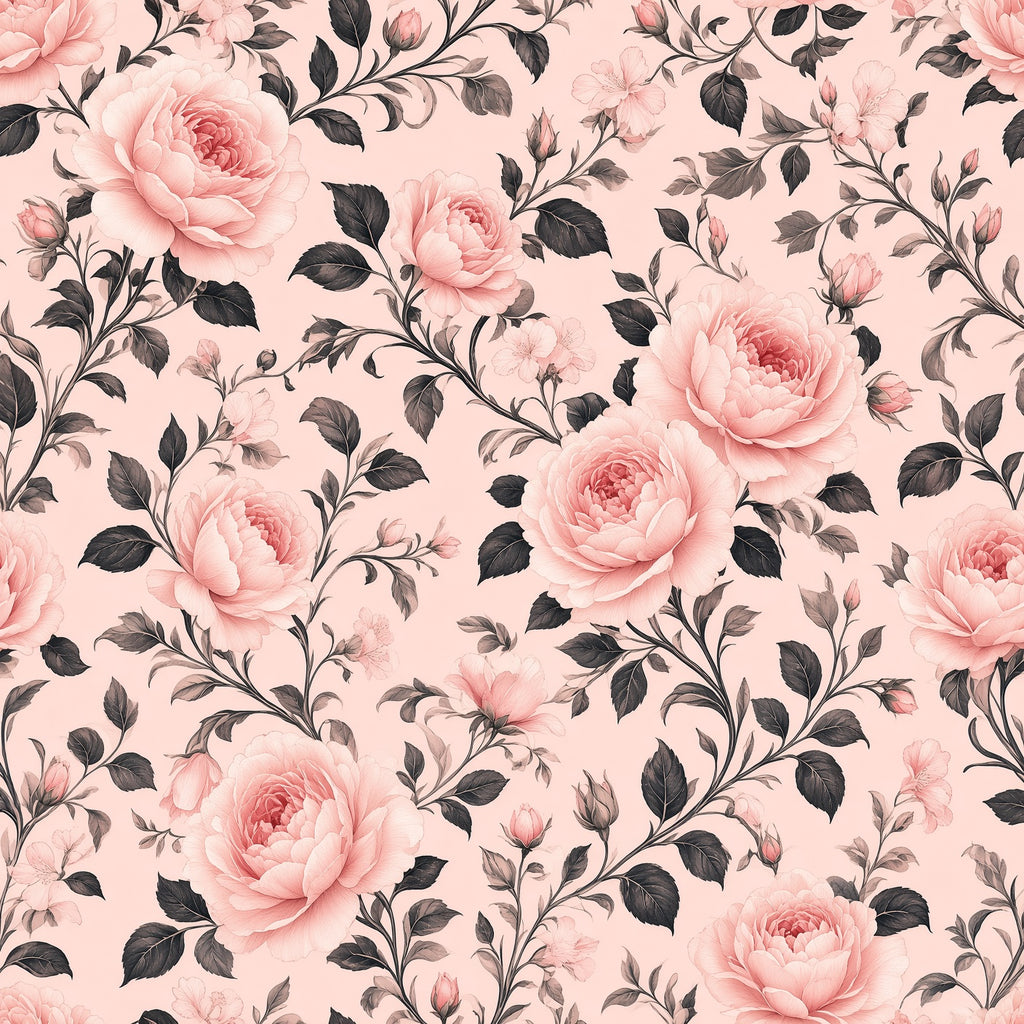 Blush Pink English Rose Peel and Stick Wallpaper