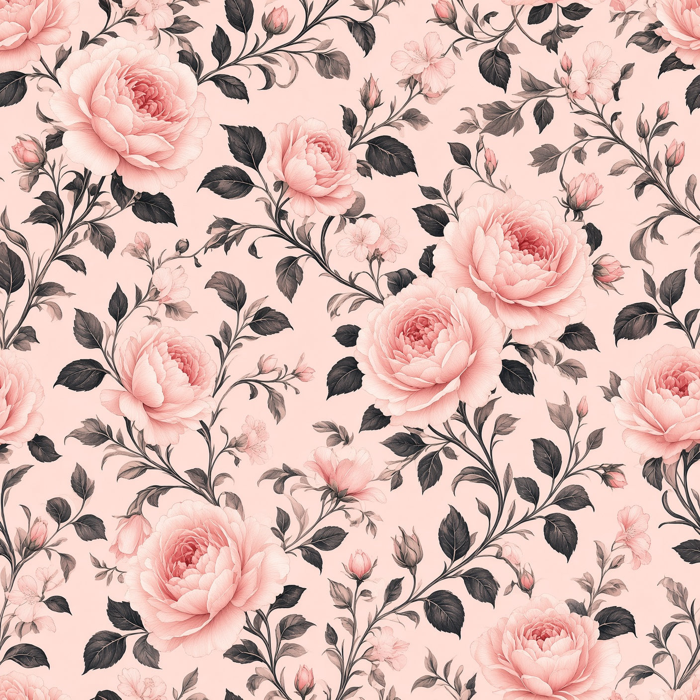 Blush Pink English Rose Peel and Stick Wallpaper