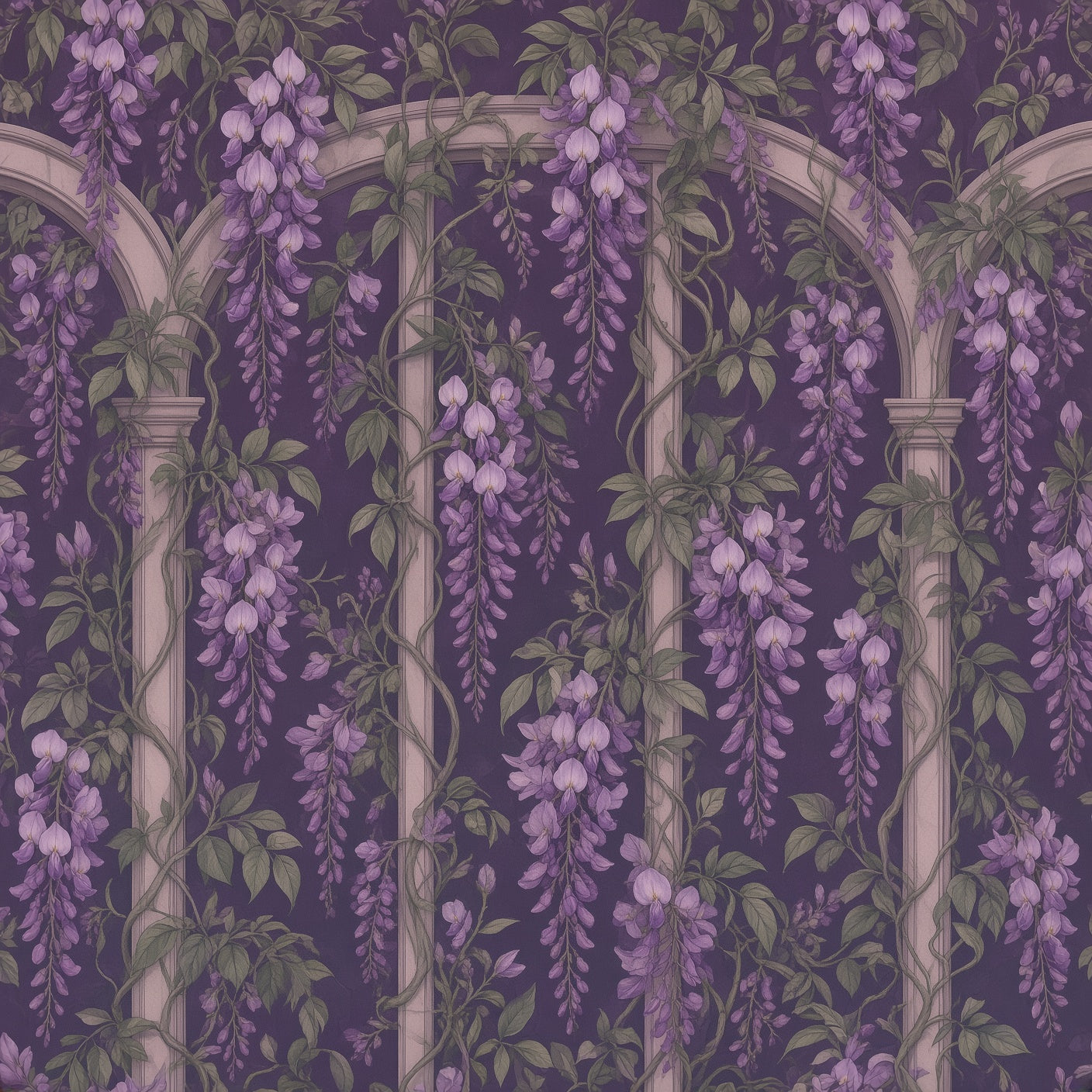 Dark Wisteria Archway Peel and Stick Wallpaper