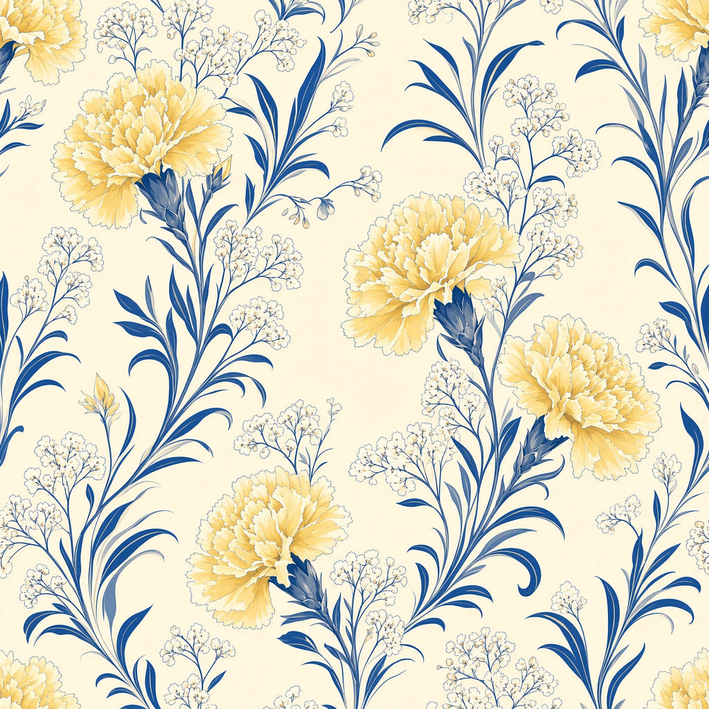 Yellow Carnation Botanical Peel and Stick Wallpaper – Removable & Waterproof