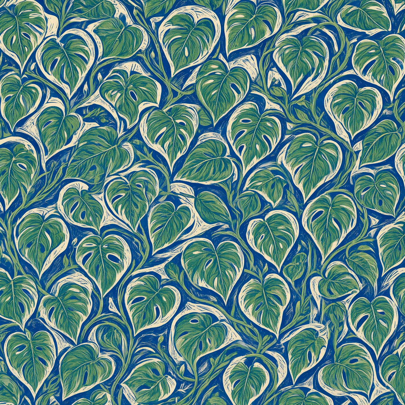 Teal Monstera Peel and Stick Wallpaper