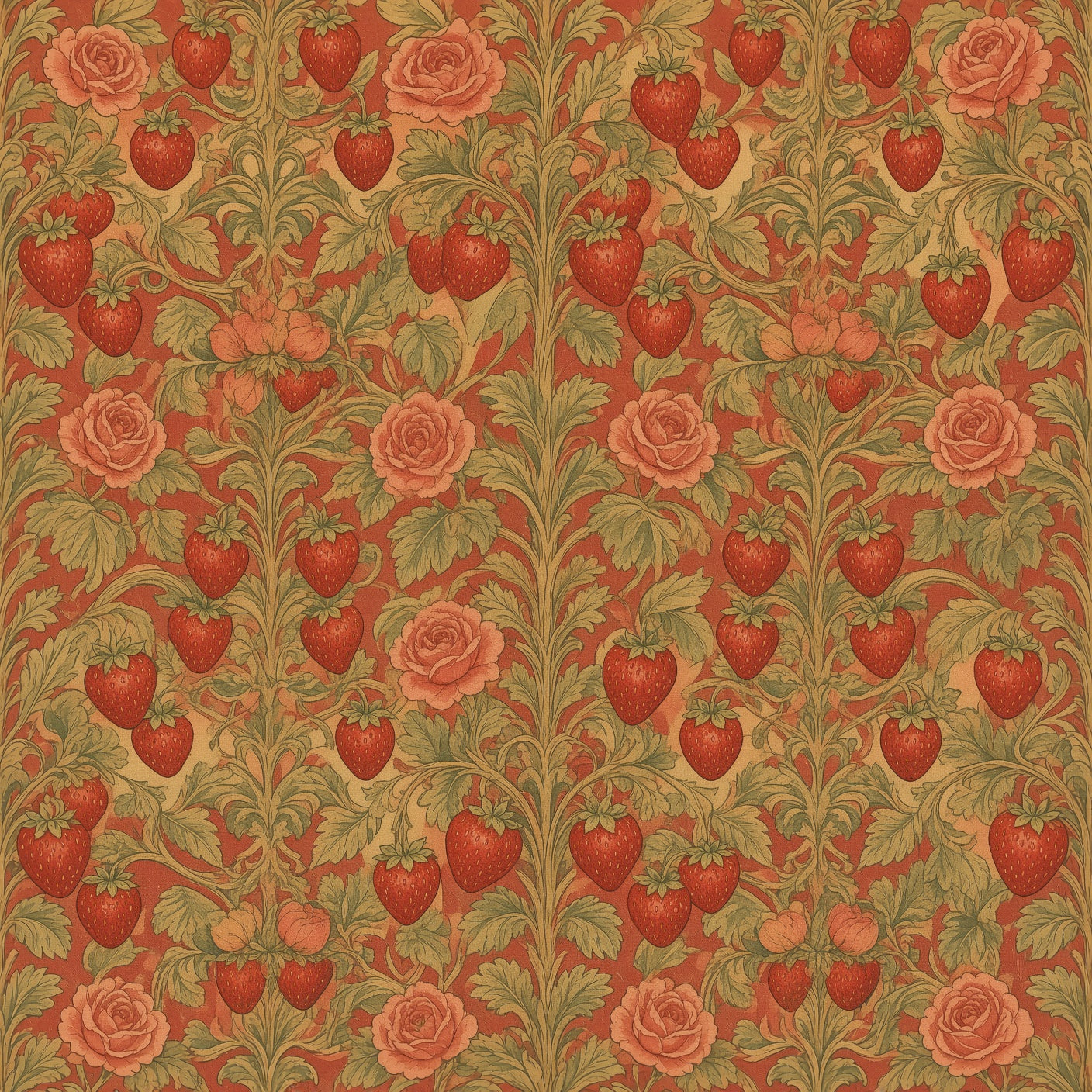 Golden Rose Garden Peel and Stick Wallpaper – Terracotta Floral & Maximalist Decor