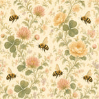 Honey Bee Botanical Peel and Stick Wallpaper – Soft Watercolour Floral & Warm Cottage Decor