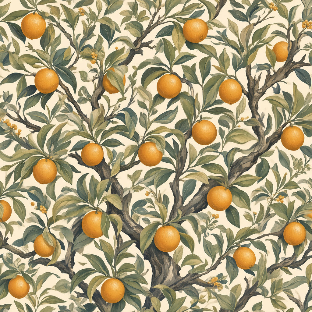Vintage Orange Tree Botanical Peel and Stick Wallpaper – 60"x50"