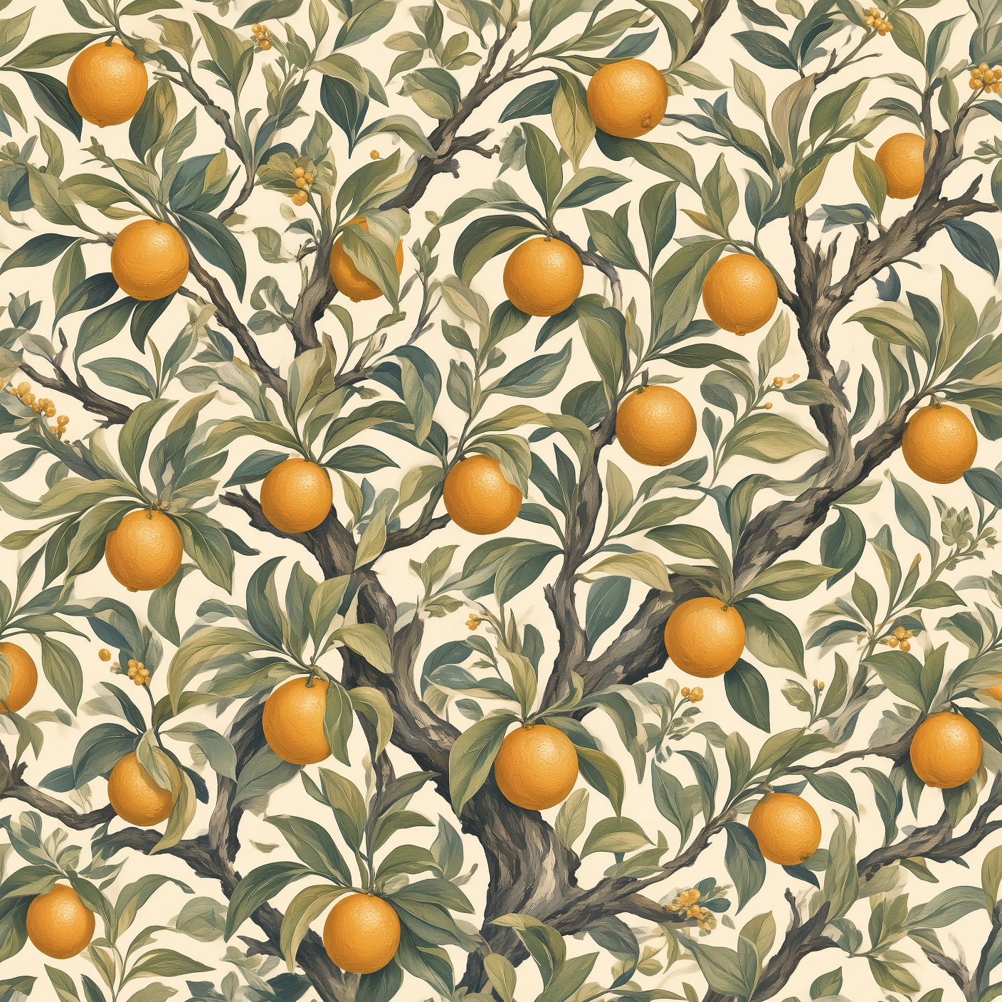 Vintage Orange Tree Botanical Peel and Stick Wallpaper – 60"x50"