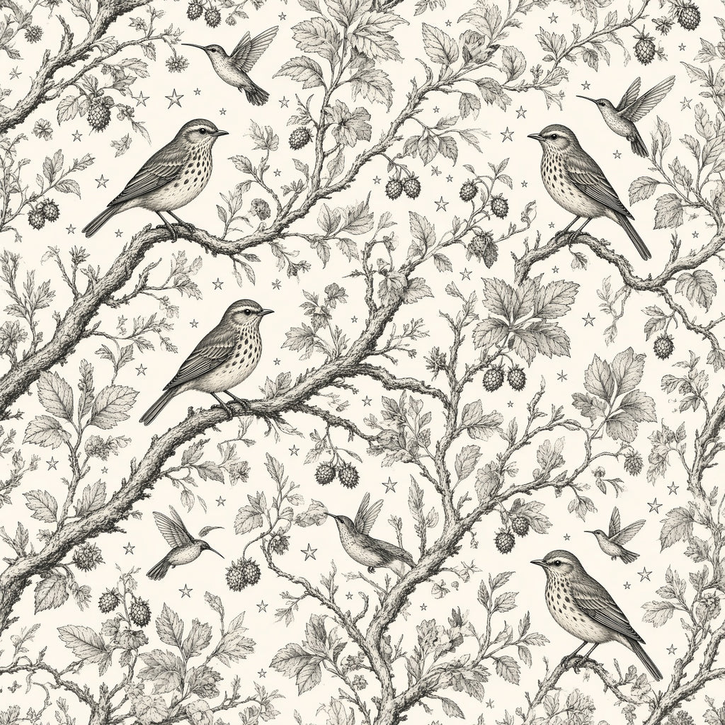Bird Toile Peel and Stick Wallpaper – Classic Nursery & Nature-Inspired Decor