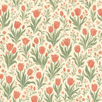 Coral Tulip Garden Peel and Stick Wallpaper