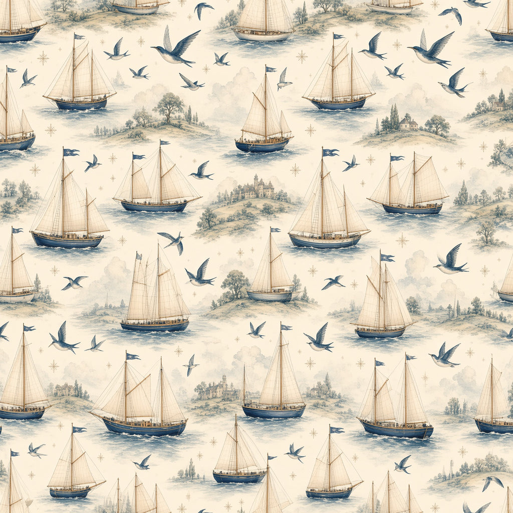 Nautical Sailboat Peel and Stick Wallpaper – Kids Room, Nursery & Coastal Decor