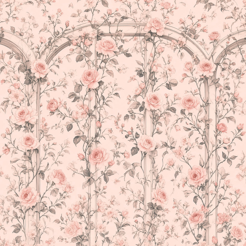 Pink Rose Trellis Peel and Stick Wallpaper