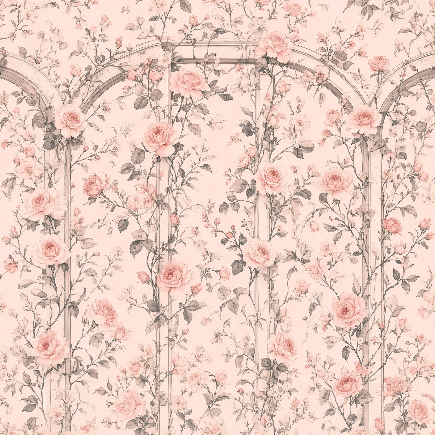 Pink Rose Trellis Peel and Stick Wallpaper