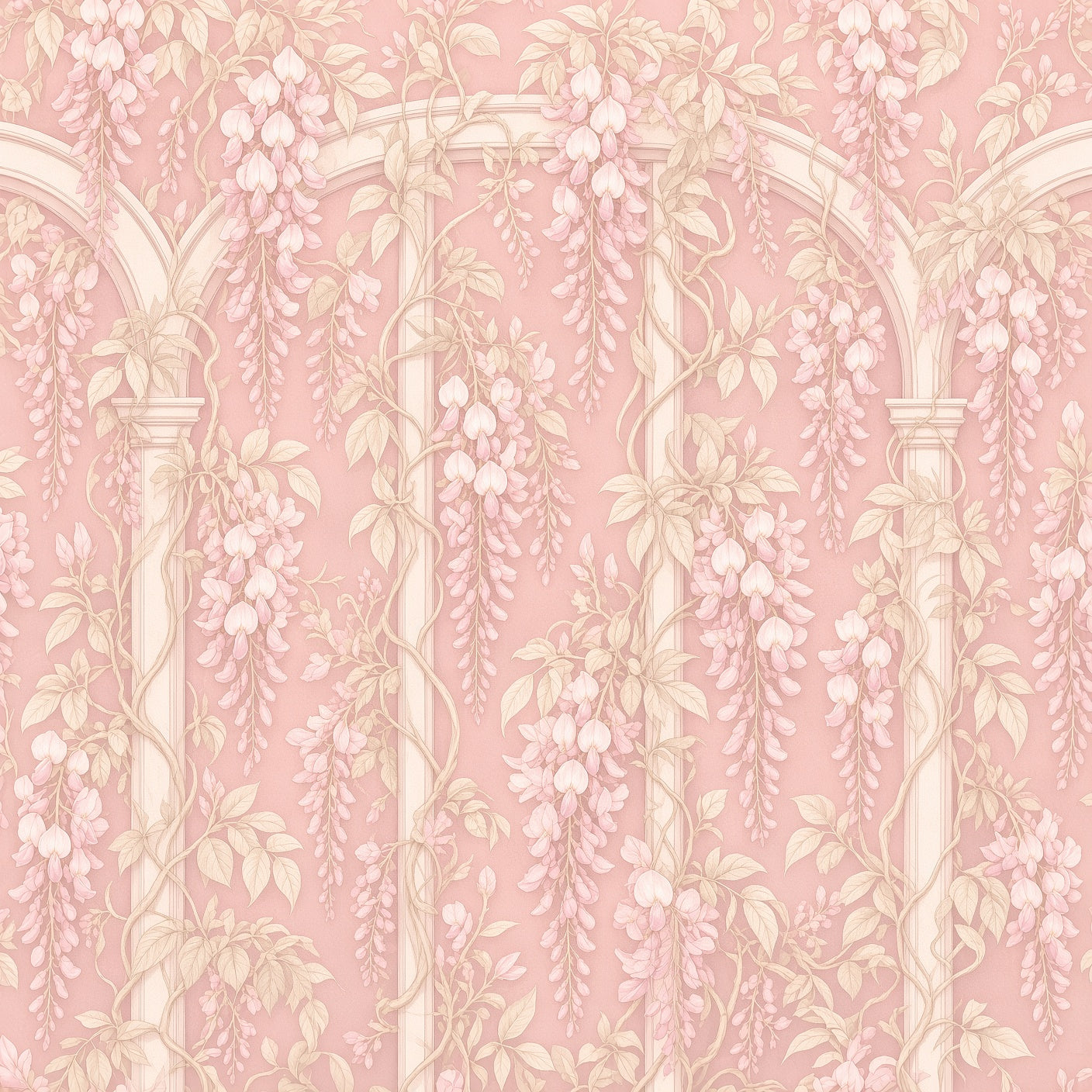 Blush Art Nouveau Archway Peel and Stick Wallpaper