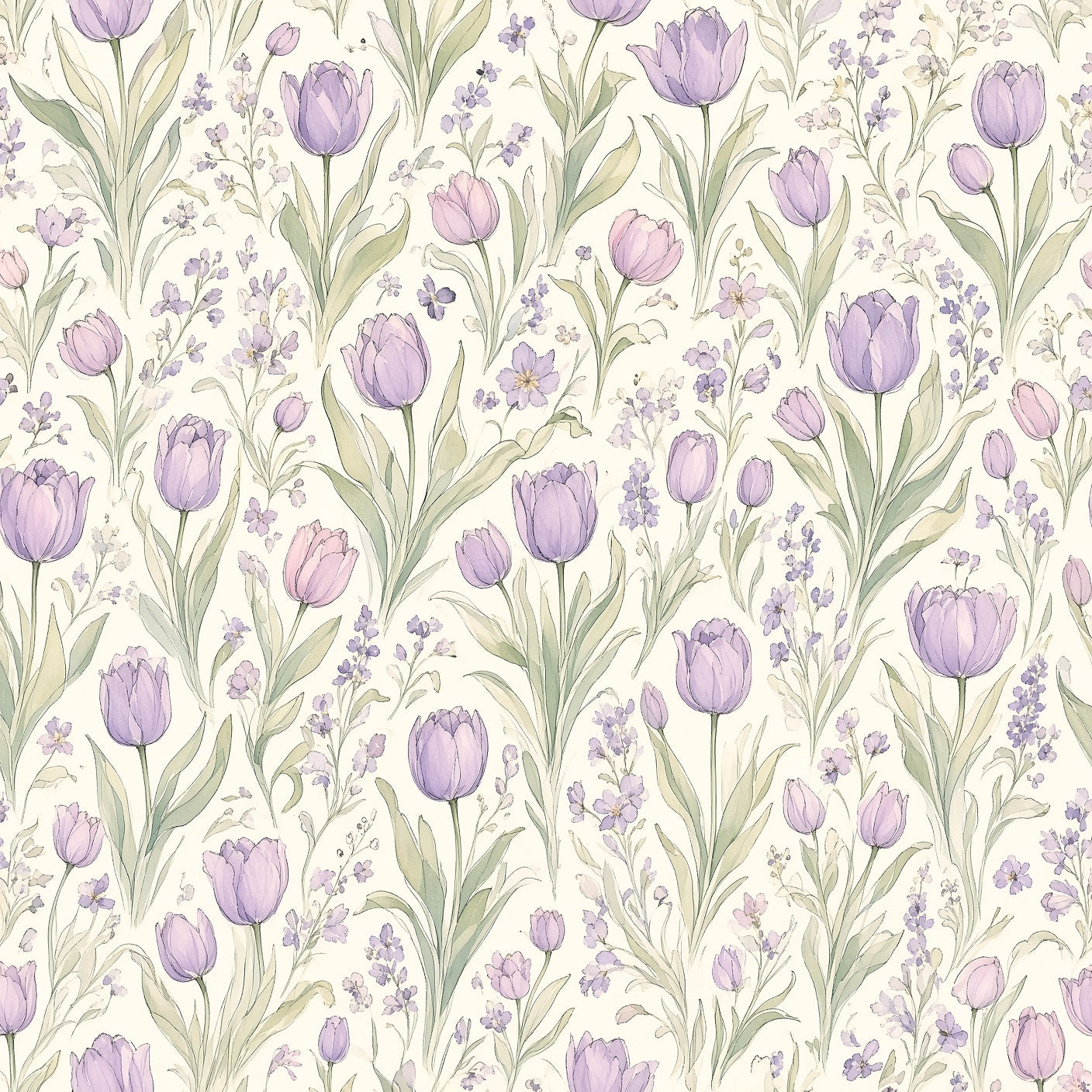 Lavender Tulip Garden Peel and Stick Wallpaper
