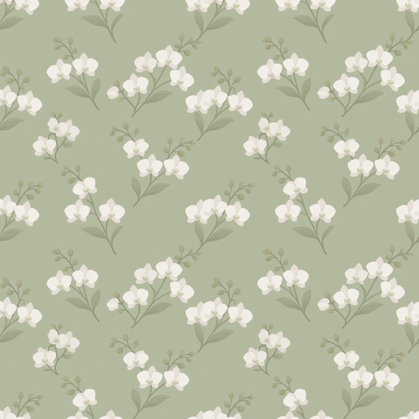 Sage Green Floral Peel and Stick Wallpaper