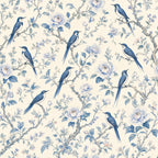 Indigo Birds & Botanical Peel and Stick Wallpaper – Moody Nature & Sophisticated Heritage Decor