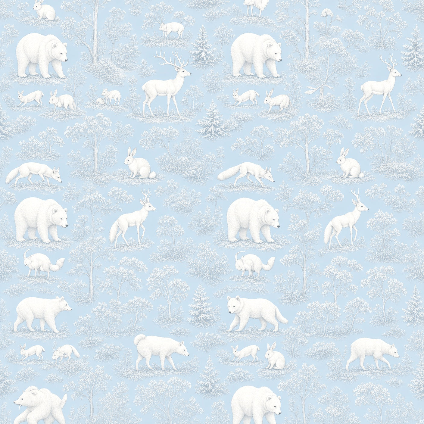 Arctic Polar Bear Peel and Stick Wallpaper – Blue Nursery & Winter Kids Room