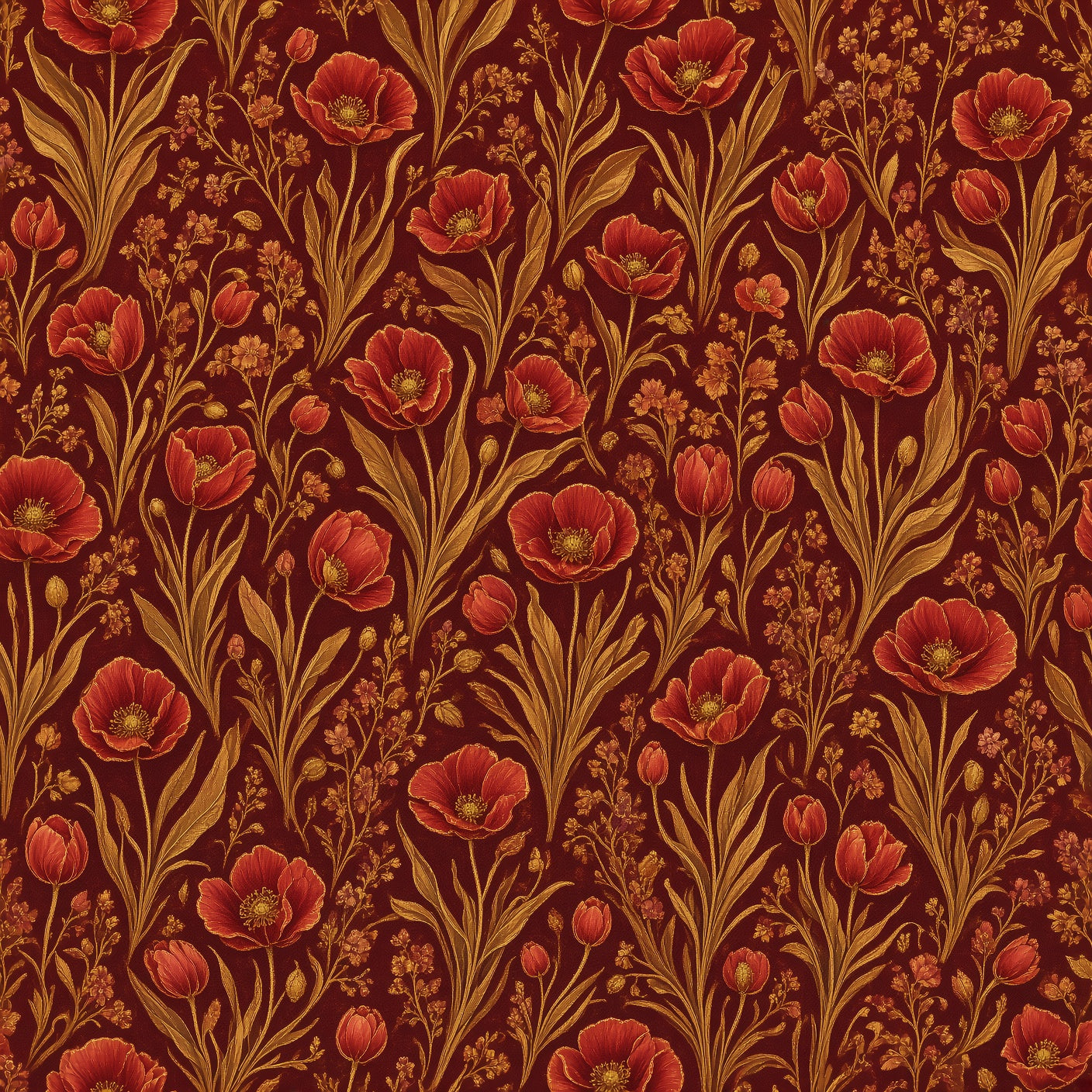 Terracotta Morris Floral Peel and Stick Wallpaper